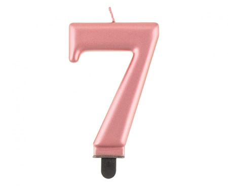 Świeczka Cyfra 7 metalik 8 różowo-złota 0 cm