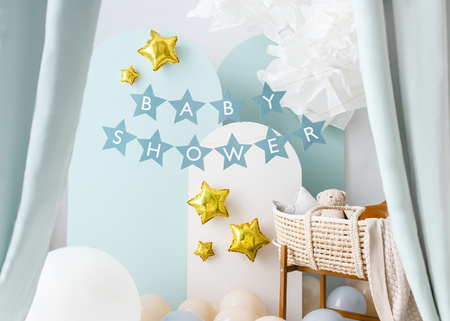 Baner Baby shower, 290x16.5 cm, jasny niebieski