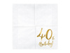 Serwetki papierowe 40 urodziny 40th Birthday białe 33 x 33 cm 20 szt.
