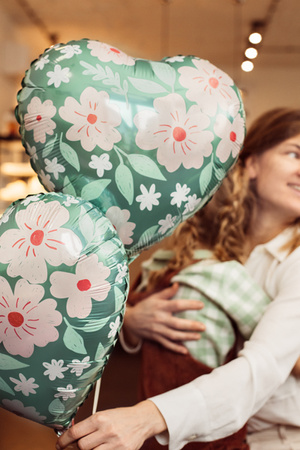 Balon foliowy - Serce w kwiaty, 45 cm