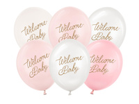 Balon lateksowy Welcome Baby mix różowy 30 cm 6 szt.