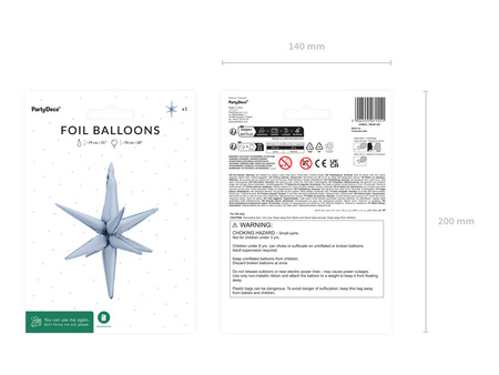 Balon foliowy Gwiazda 3D mglisty niebieski 70 cm