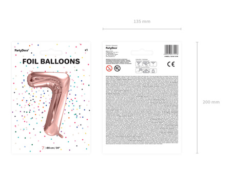 Balon foliowy Cyfra 7 różowe złoto 86 cm