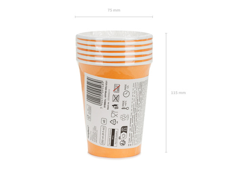 Kubeczki papierowe jasny pomarańczowe 250 ml 6 szt.