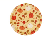 Talerzyki papierowe Dynie i żołędzie Halloween pomarańczowe 23 cm 6 szt.