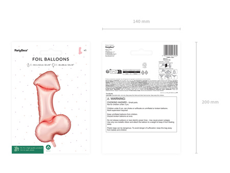 Balon foliowy Penis różowe złoto 55,5 x 112 cm