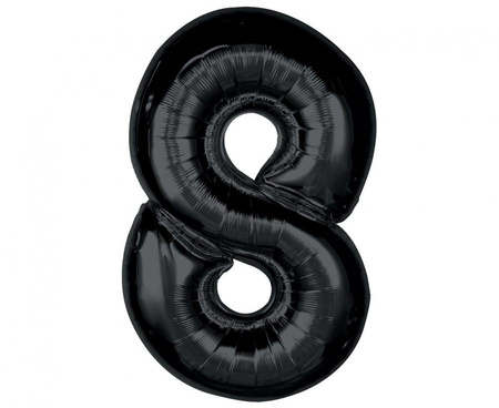 Balon foliowy Smart, cyfra 8, czarna, 92 cm