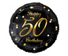 Balon foliowy 50 urodziny Happy 50 Birthday czarny nadruk złoty 45 cm