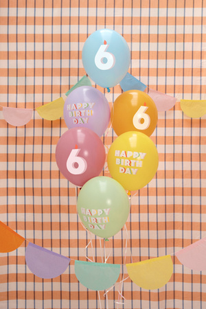 Balony lateksowe 6 urodziny Happy 6 Birthday mix 30 cm 6 szt.
