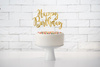 Topper na tort Happy Birthday złoty 22,5 cm