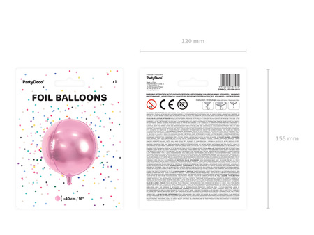 Balon foliowy Kula jasnoróżowy 40 cm