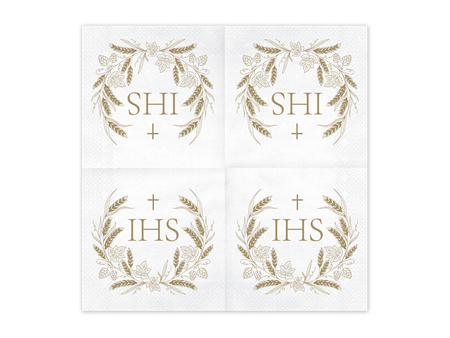 Serwetki IHS, 33x33 cm, złoty (1 op. / 12 szt.)