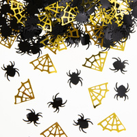 Konfetti Halloween Pająki i pajęczyny złoto-czarne 15g