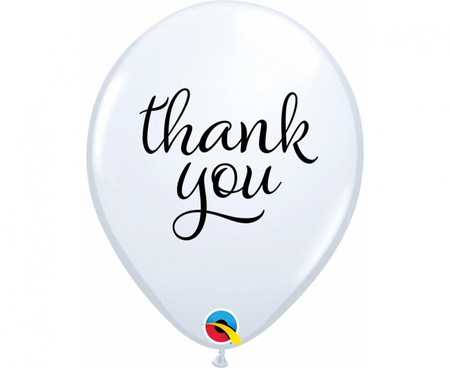 Balon QL 11" z nadr. Thank you, biały/