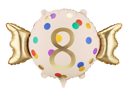 Balon foliowy Cukierek 8 urodziny Happy 8 Birthday 61 x 37 cm