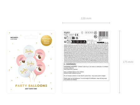 Balony 30 cm, Baby girl, mix (1 op. / 6 szt.)