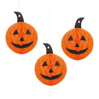 Dekoracja wisząca honeycomb Dynie Halloween 3 szt.