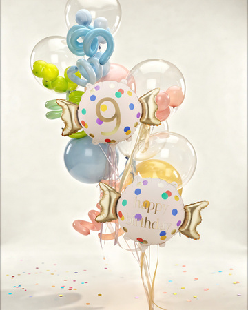 Balon foliowy Cukierek 9 urodziny Happy 9 Birthday 61 x 37 cm