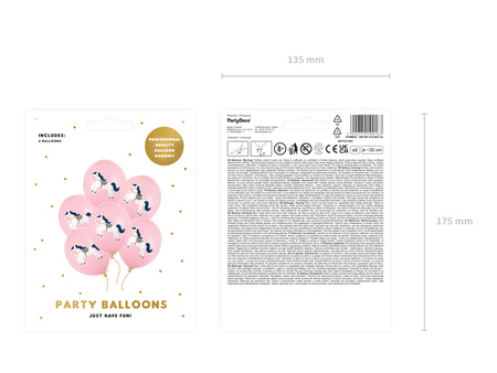 Balony lateksowe Konik Pale Pastel różowe 30 cm 6 szt.