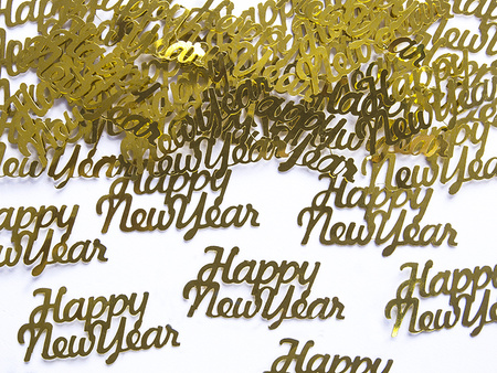 Konfetti Sylwester Happy New Year złote 4 x 2 cm 3 g