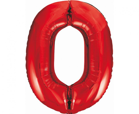 Balon foliowy B&C Cyfra 0, czerwona, 85 cm