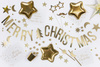 Baner Boże Narodzenie Merry Christmas złoty 10,5 x 150 cm