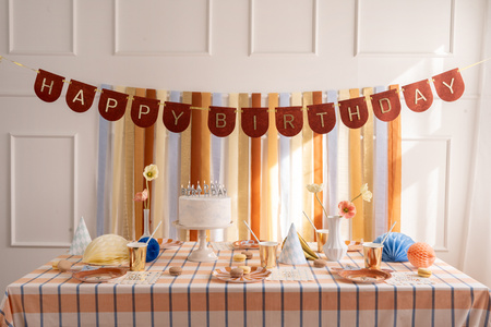 Baner filcowy Happy Birthday Boy, brązowy, 3m