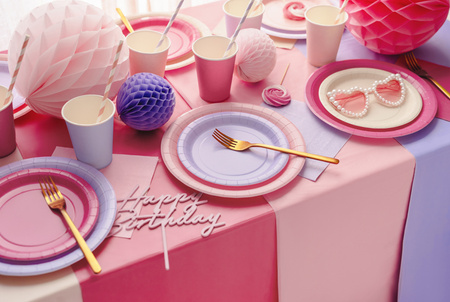 Talerzyki papierowe różowe 18 cm 6 szt. PartyDeco