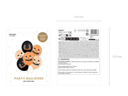 Balony 30 cm, Dynie, mix (1 op. / 6 szt.)
