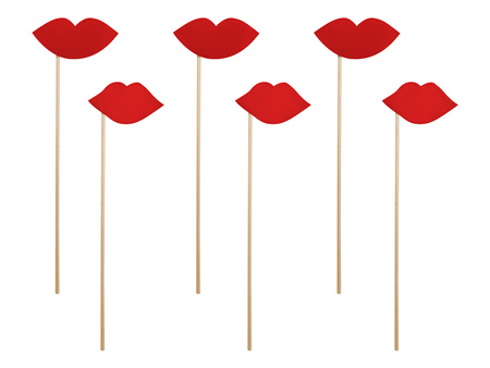 Rekwizyty do fotobudki Karteczki Usta czerwone 6 szt. PartyDeco