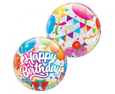 Balon Bubble Birthday Surprise przezroczysty 55 cm