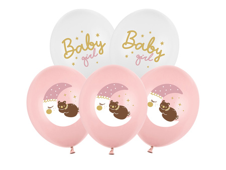 Balony lateksowe Baby Shower Baby Girl różowe 30 cm 6 szt.