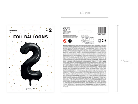 Balon foliowy Cyfra 2 czarny 86 cm