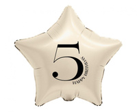 Balon foliowy 5 urodziny Happy 5 Birthday Gwiazda kremowy 45 cm