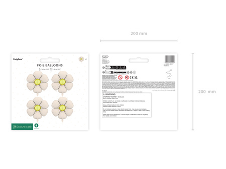 Balony foliowe Stokrotki kremowe 65 cm 4 szt. PartyDeco