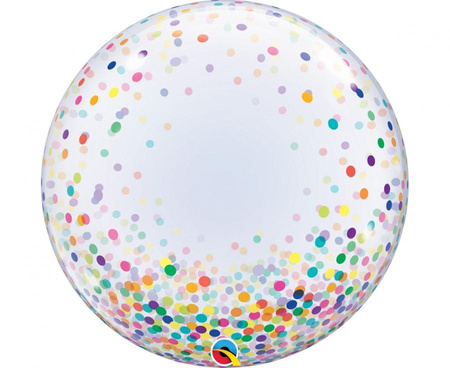 Balon foliowy 24" QL Deco Bubble, kolorowe grochy