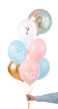 Balony lateksowe Gender Reveal Boy or Girl mix 30 cm 6 szt.