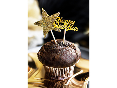 Konfetti Happy New Year, złoty, 4 x 2cm, 3g