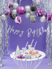 Baner Happy Birthday, srebrny, 16,5x62cm