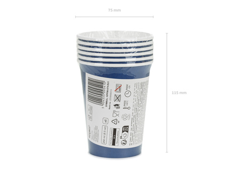 Kubeczki papierowe granatowe 250 ml 6 szt.