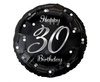 Balon foliowy B&C Happy 30 Birthday, czarny, nadruk srebrny, 18" AA