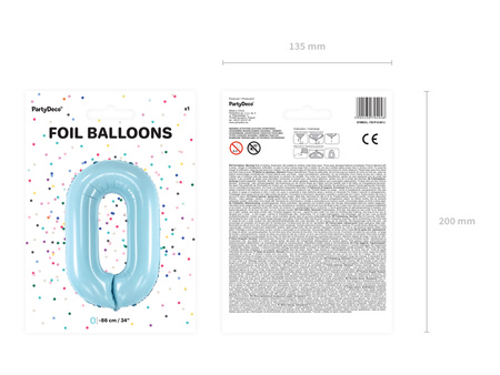 Balon foliowy Cyfra 0 jasnoniebieski 86 cm