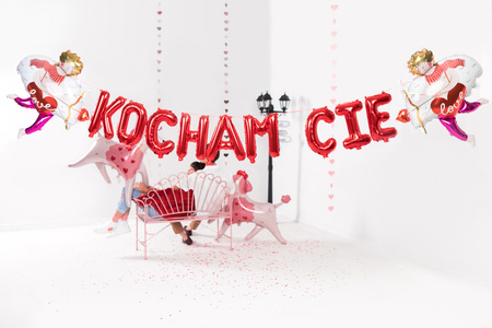 Balon foliowy Walentynki napis Kocham Cię czerwony 285 x 40 cm
