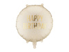 Balon foliowy pastylka Happy Birthday kremowy 35 x 35 cm