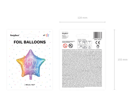 Balon foliowy Happy Birthday mix 40 cm