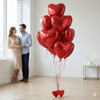 Balony serca czerwone 45 cm – bukiet 10 szt. (foliowe, na hel lub powietrze)