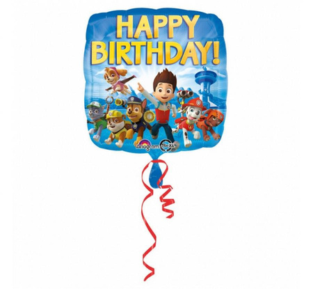 Balon foliowy 18" SQR "Happy Birthday" Paw Patrol