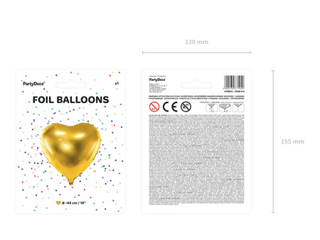 Balon foliowy Serce złoty 45 cm