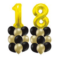 Bukiet balonów na 18 URODZINY, złoto-czarna klasyka - opcja hel