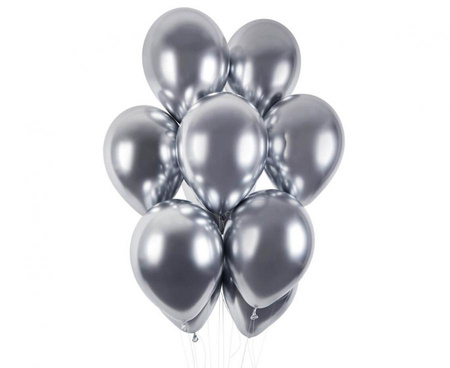 Balon lateksowy Shiny srebrny 33 cm